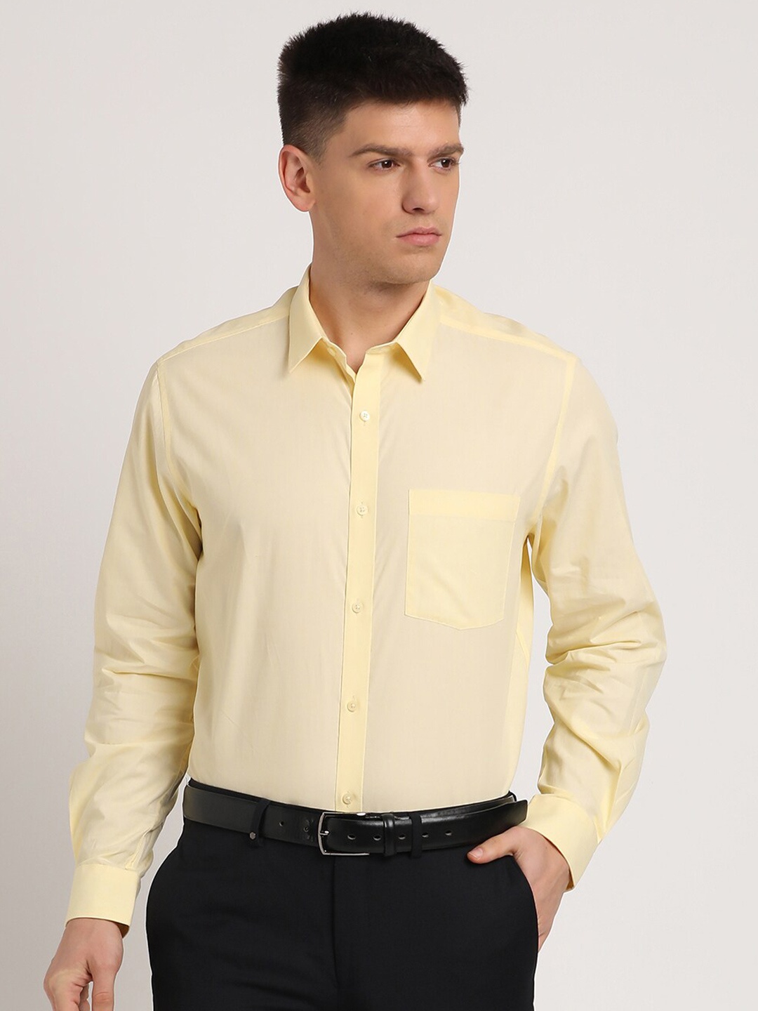 

Turtle Men Classic Opaque Formal Shirt, Yellow