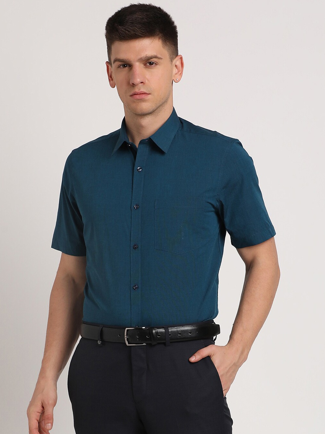 

Turtle Men Classic Opaque Formal Shirt, Blue