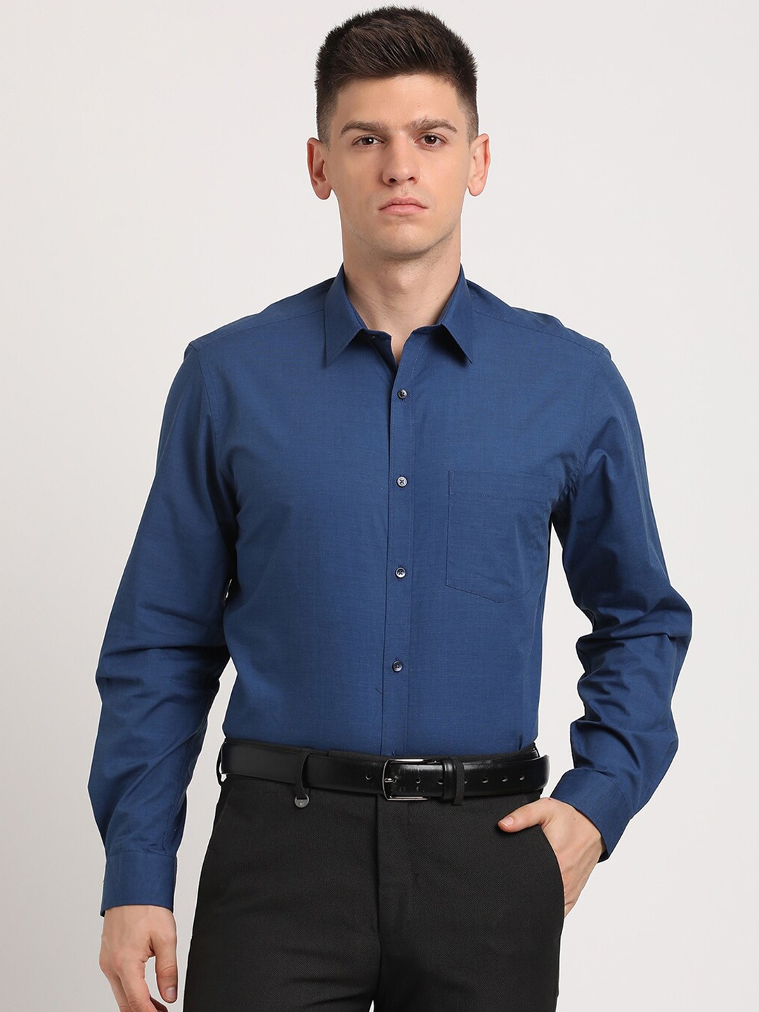 

Turtle Men Classic Opaque Formal Shirt, Blue