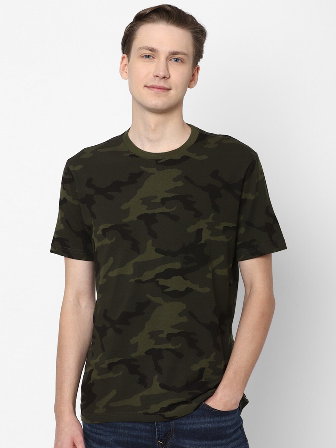 

AMERICAN EAGLE OUTFITTERS Camouflage Printed Short-Sleeve Camo T-Shirt, Green