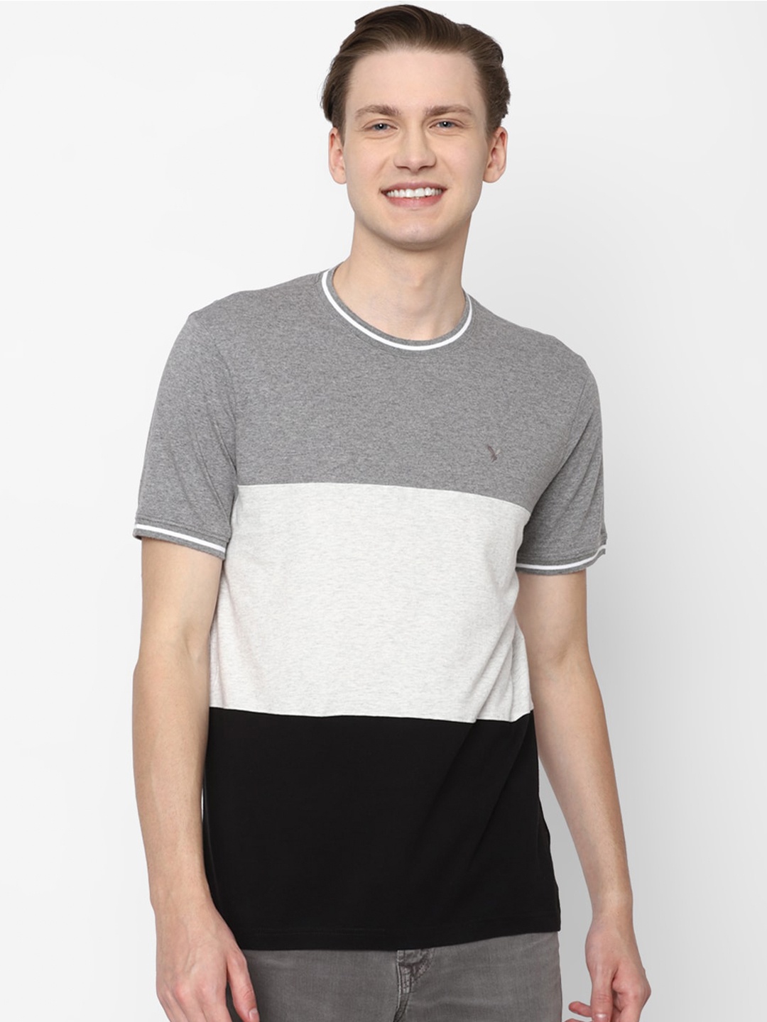 

AMERICAN EAGLE OUTFITTERS Men Colourblocked T-shirt, Grey
