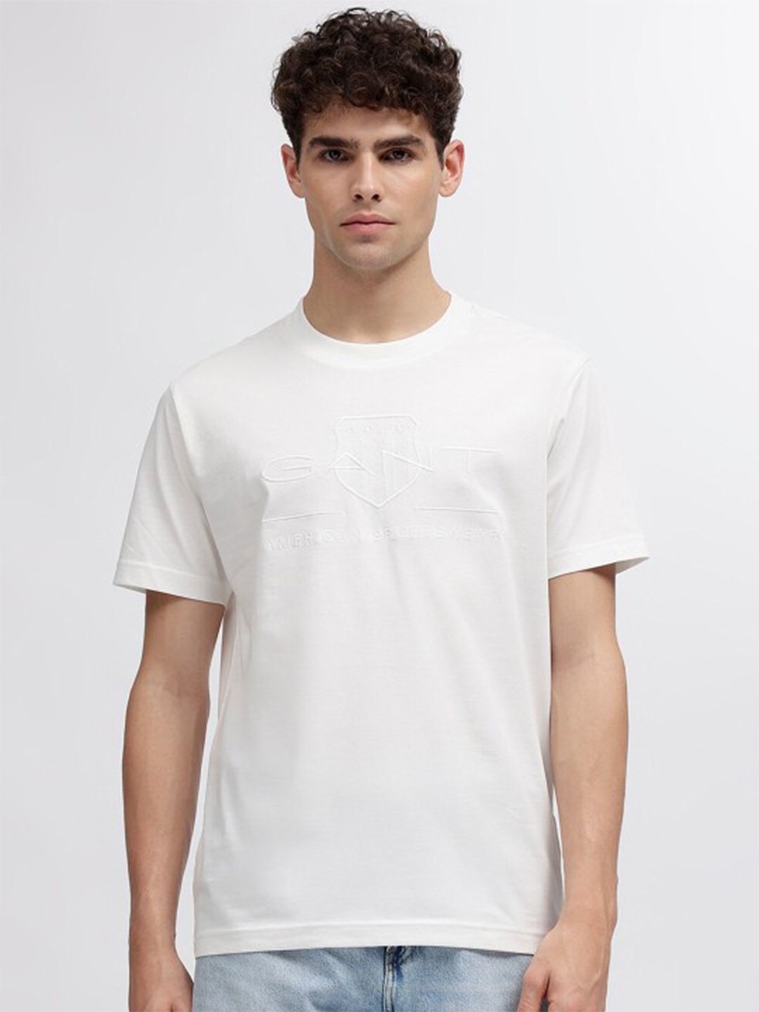 

GANT Men Printed Raw Edge T-shirt, Off white