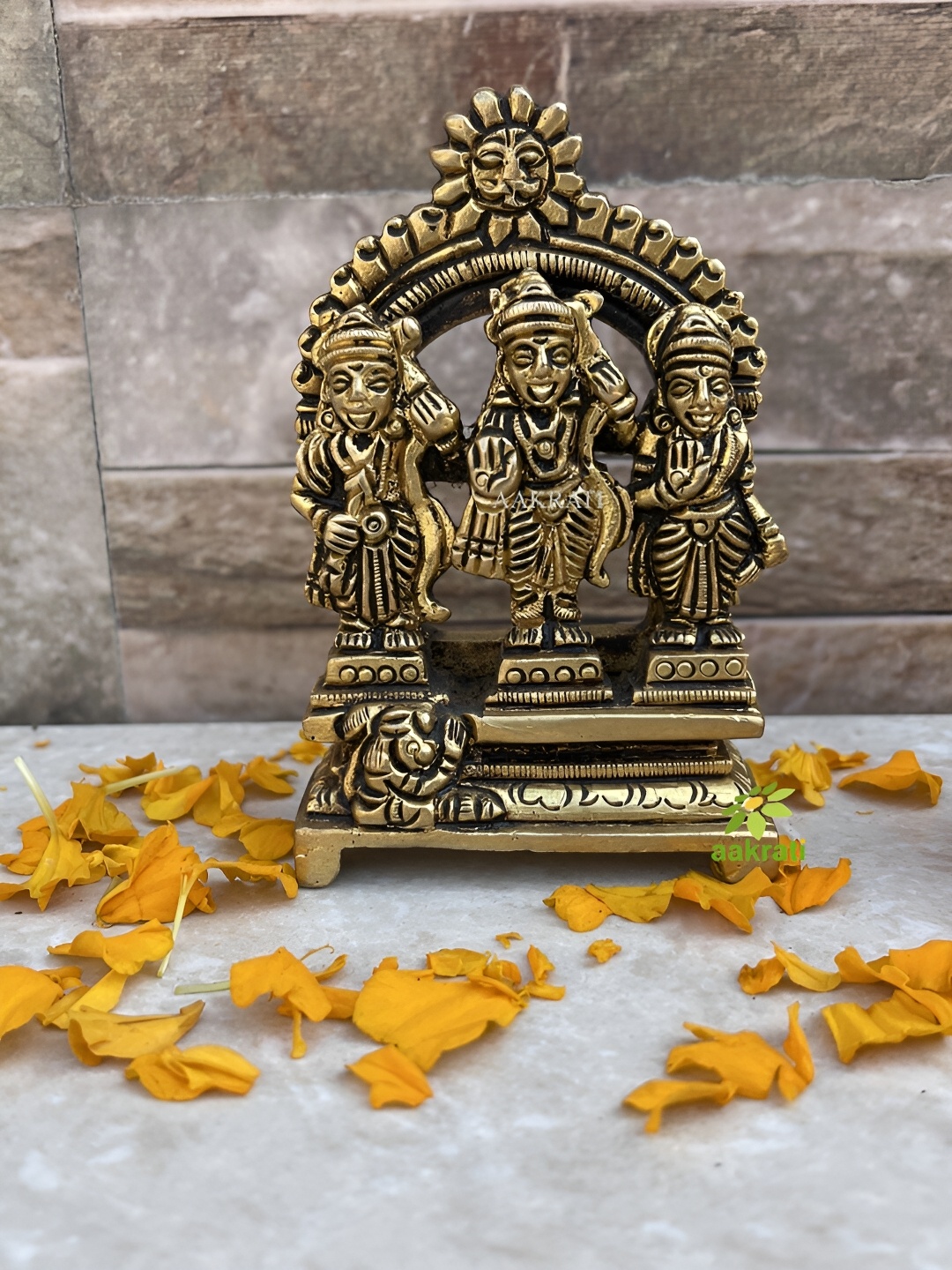 

Aakrati Yellow Medium Ram Darbar Religious Idol Brass Showpiece