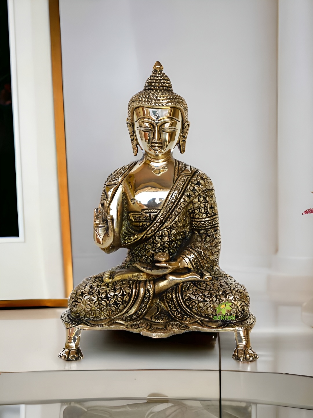 

Aakrati Yellow Medium Buddha Religious Figurine Brass Showpiece