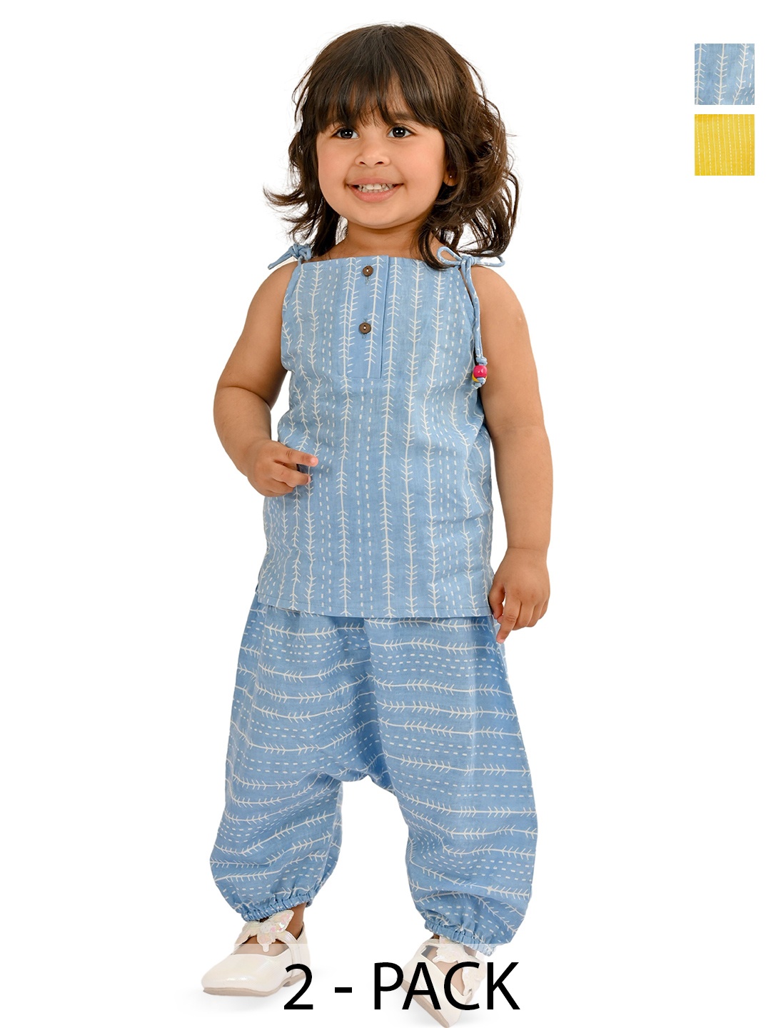 

Tiny Bunnies Girls Pack Of 2 Striped Top with Trousers, Blue