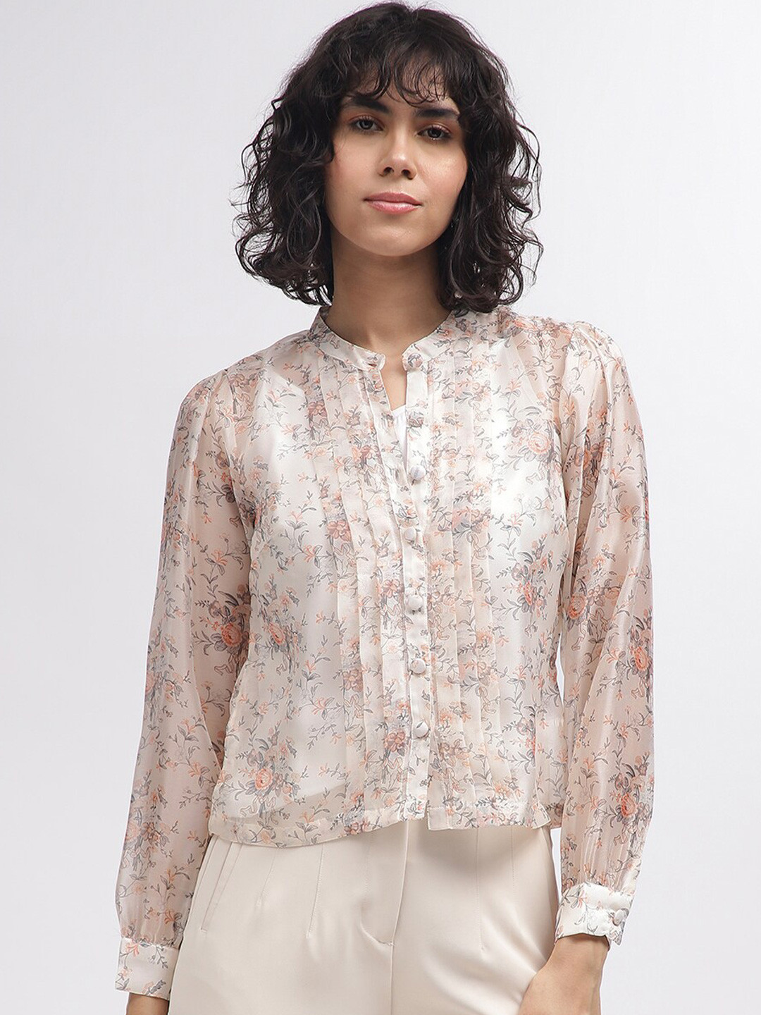 

CENTRESTAGE Women Opaque Printed Party Shirt, Multi