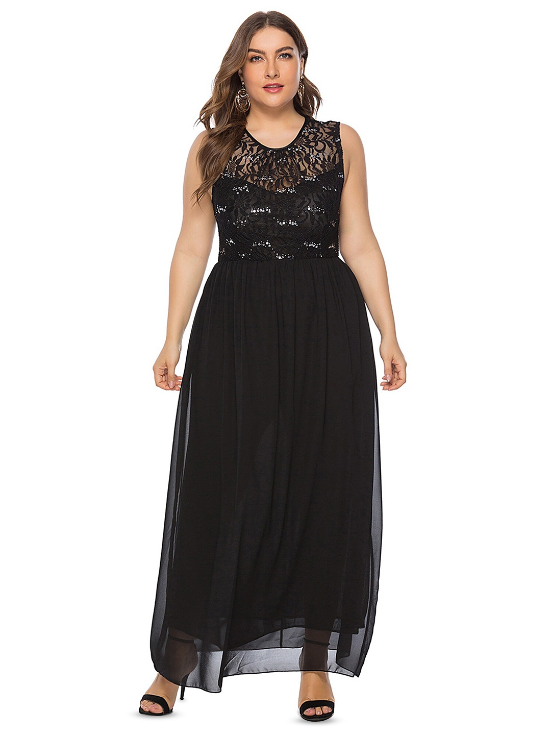 

LULU & SKY Women Embellished Maxi Dress (Plus Size ), Black