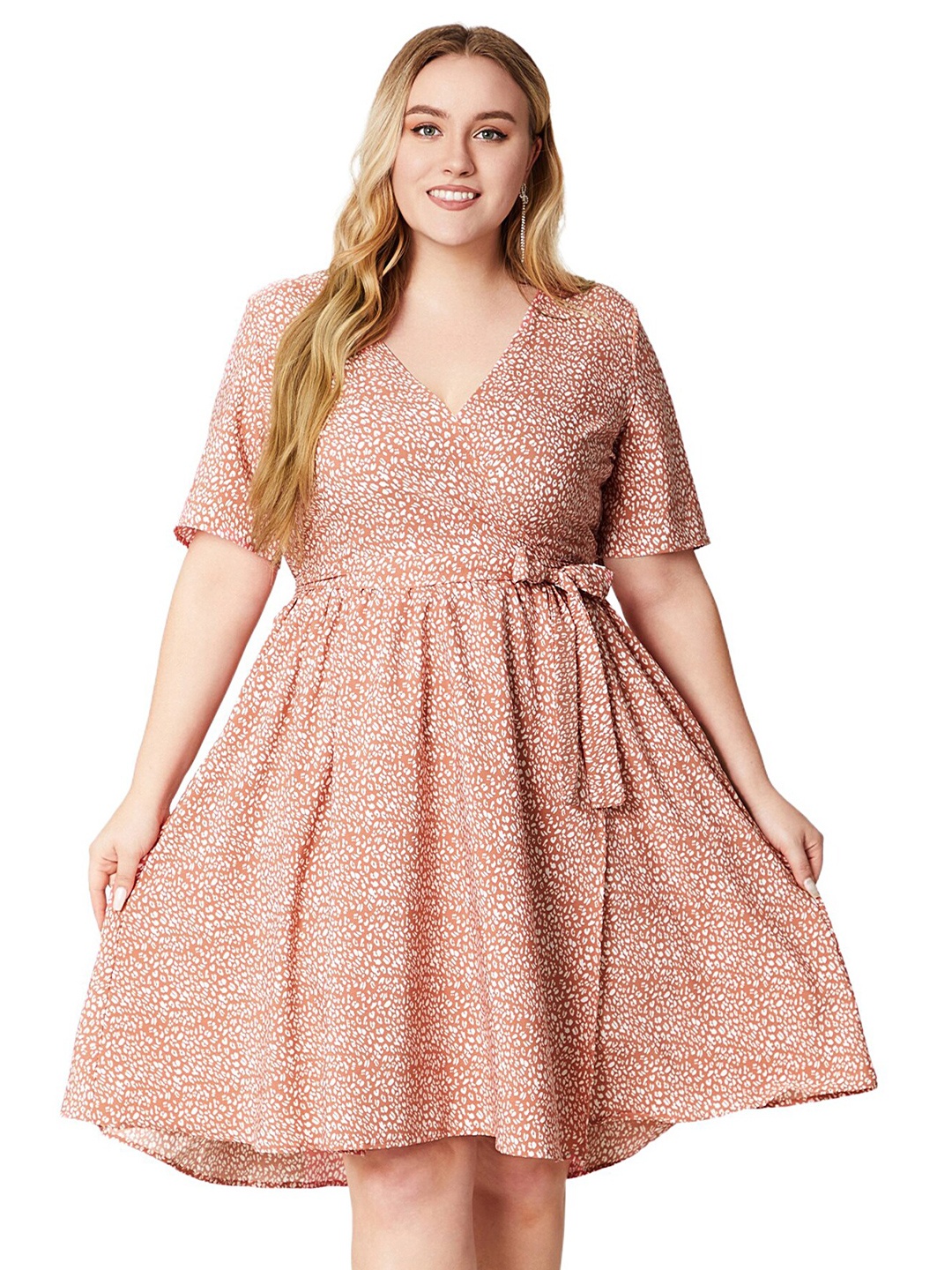 

LULU & SKY Women Abstract Print Fit & Flare Dress, Pink