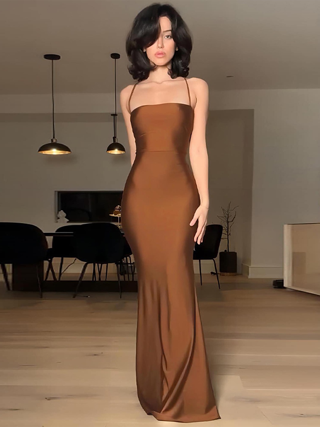 

LULU & SKY Off-Shoulder Maxi Dress, Brown