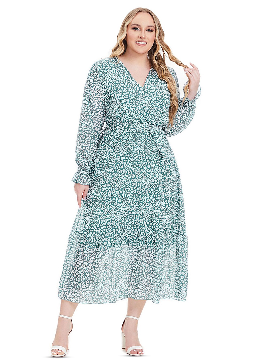 

LULU & SKY Women Floral Print Fit & Flare Midi Dress, Green