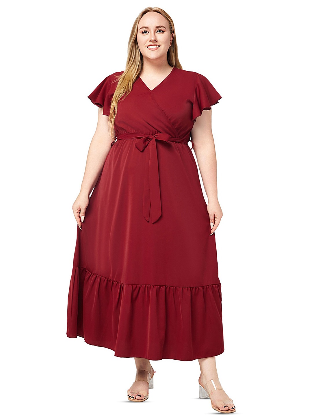 

LULU & SKY Women Fit & Flare Midi Dress, Red