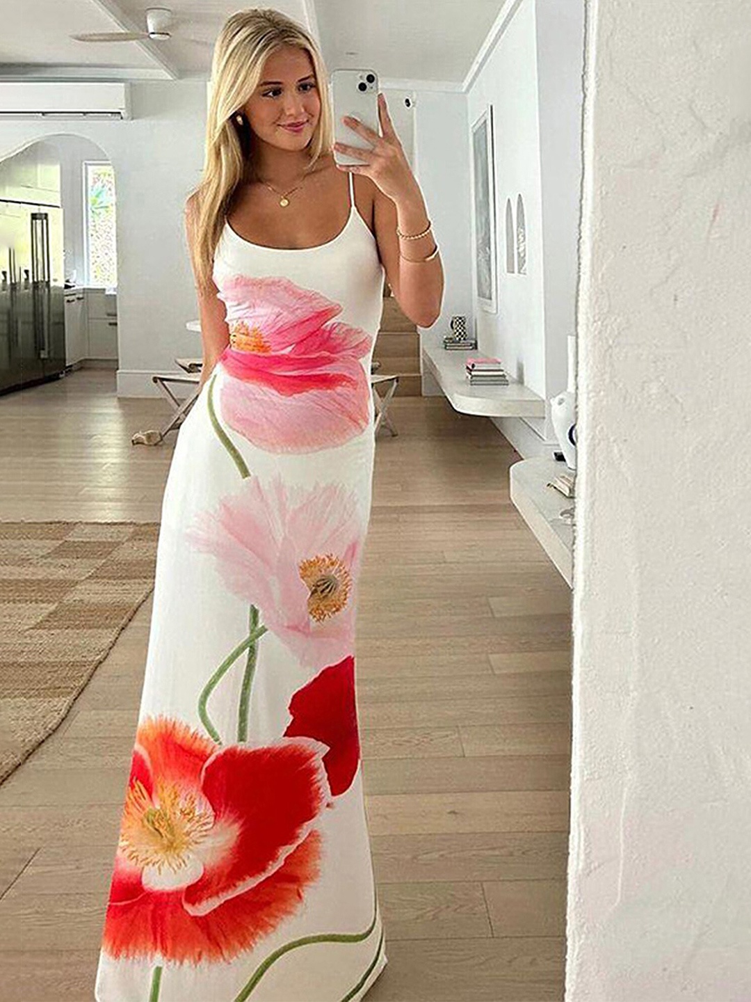 

LULU & SKY Floral Print Maxi Dress, White