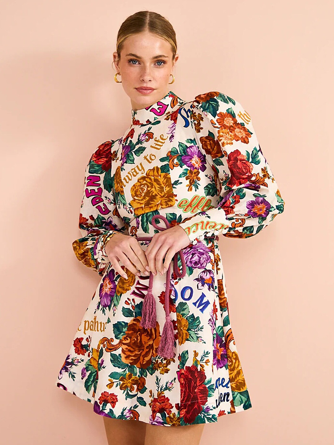 

LULU & SKY Floral Print Cold-Shoulder Fit & Flare Dress, Multi