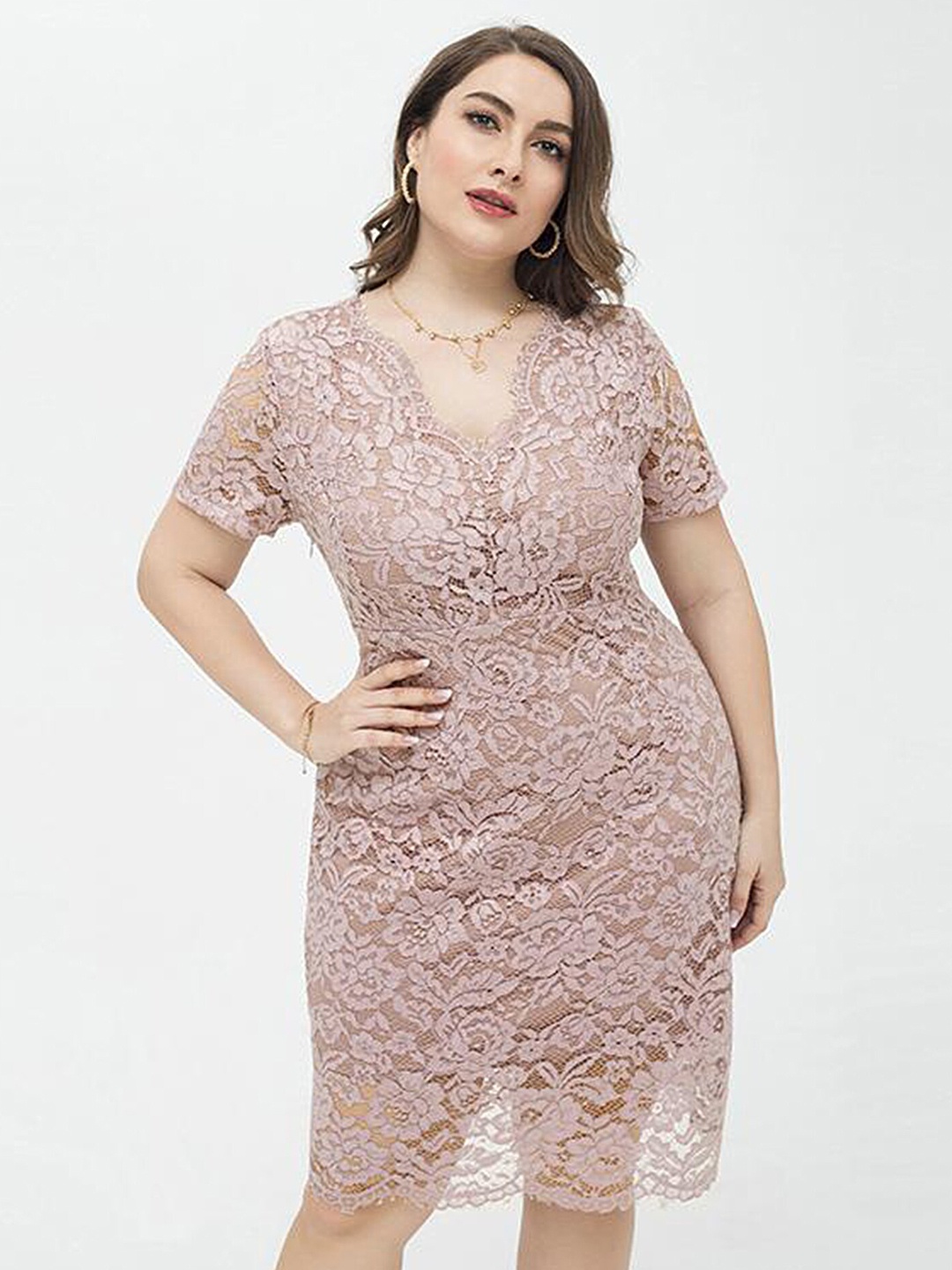 

LULU & SKY Women Sheath Dress (Plus Size), Pink