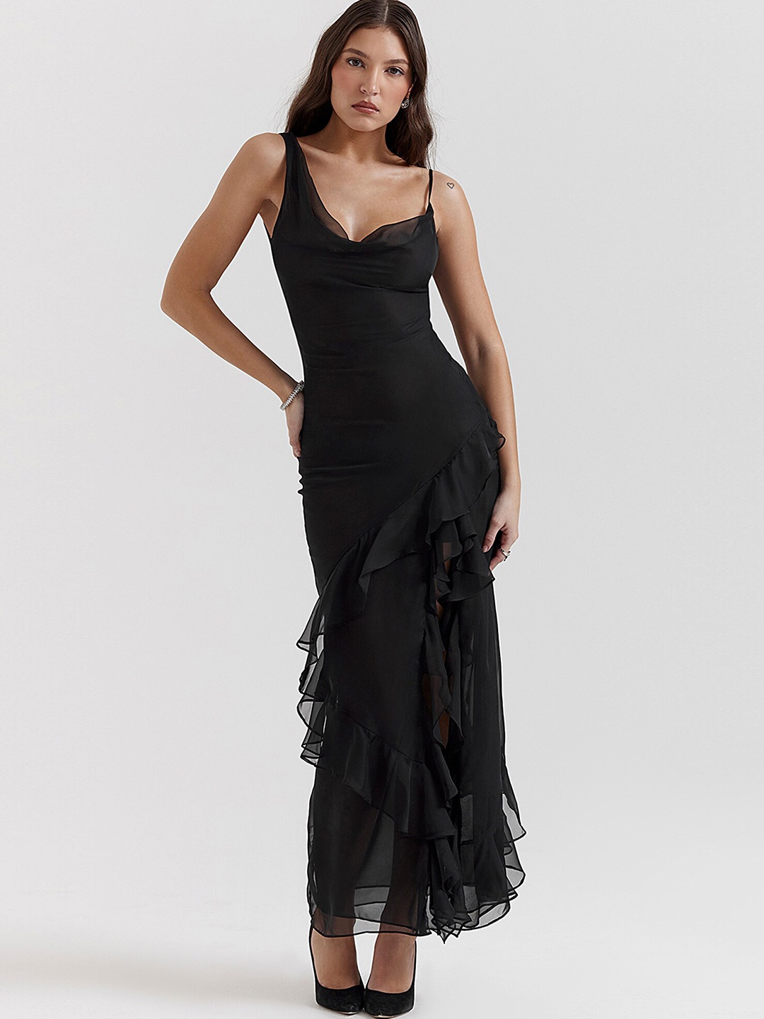 

LULU & SKY Women Ruffle-detail Maxi Dress, Black
