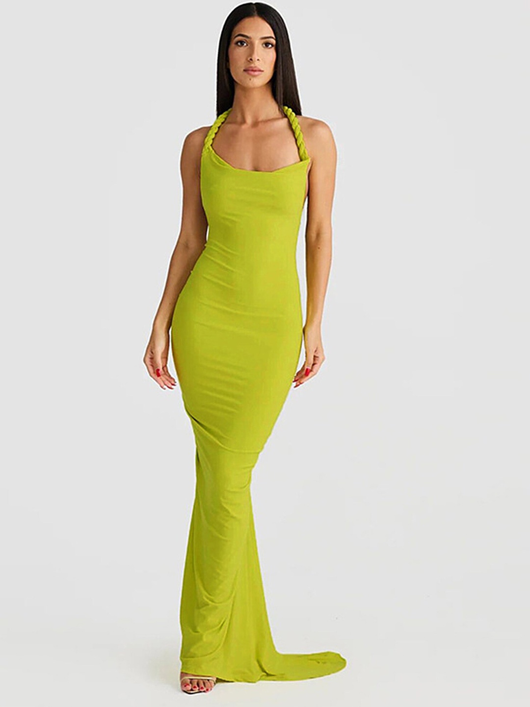 

LULU & SKY Halter Neck Sleeveless Maxi Dress, Green