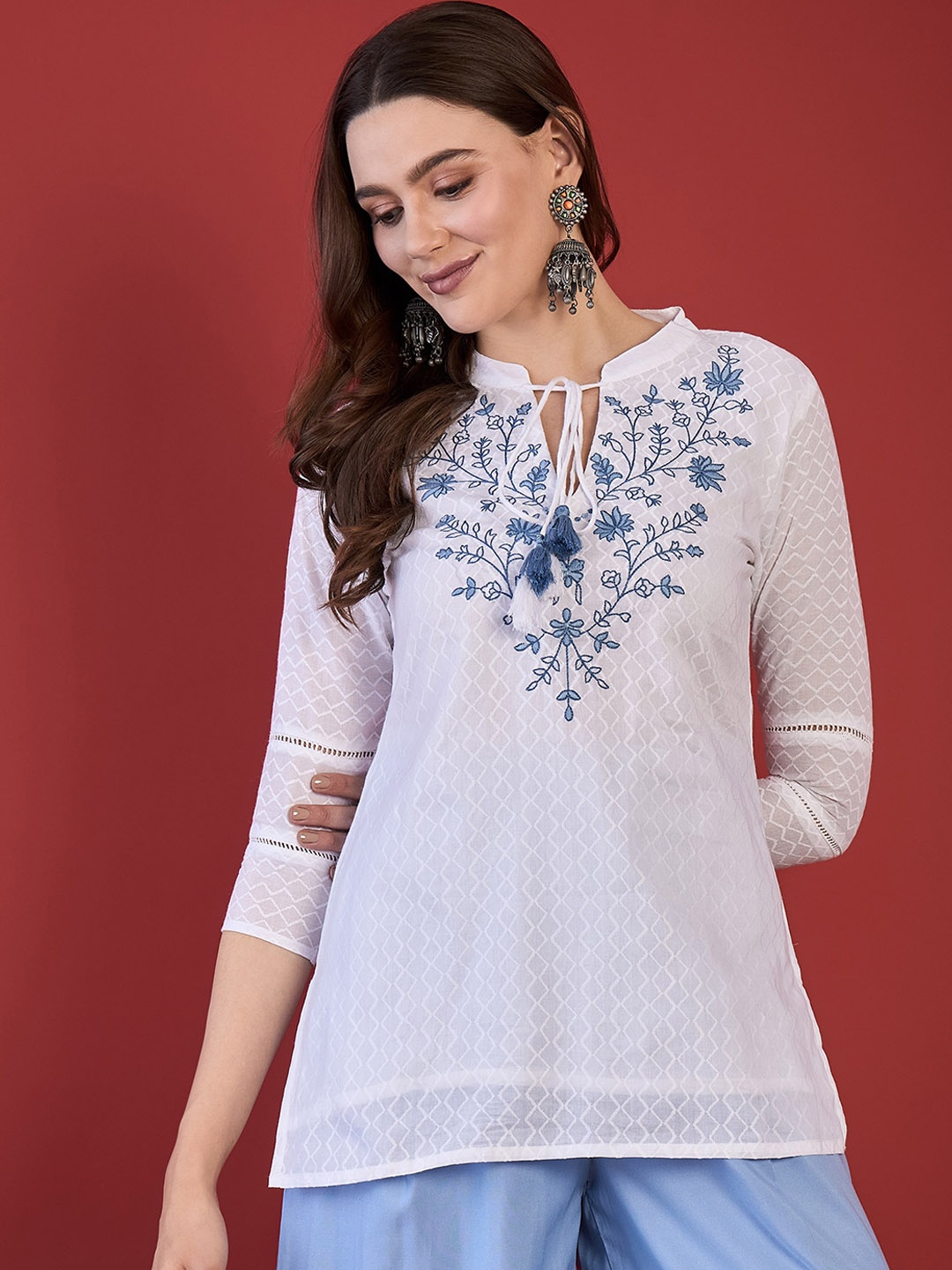 

Anouk Women Embroidered Thread Work Kurta, White