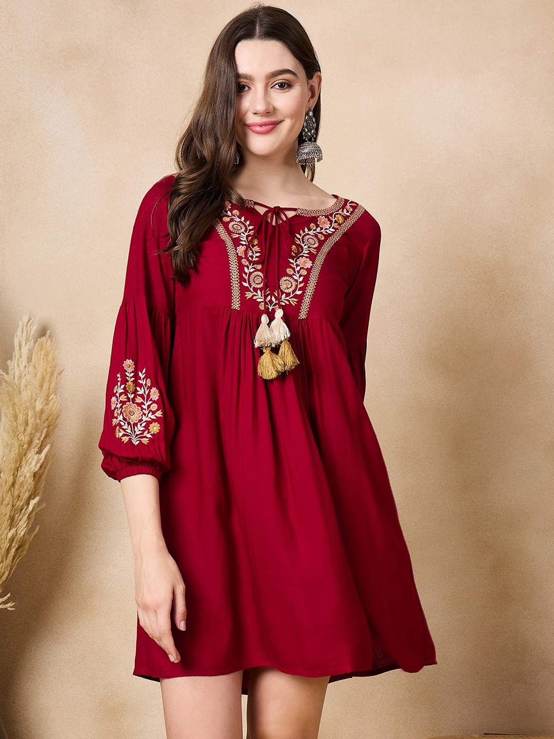 

Anouk Women Embroidered Ethnic Dresses, Red