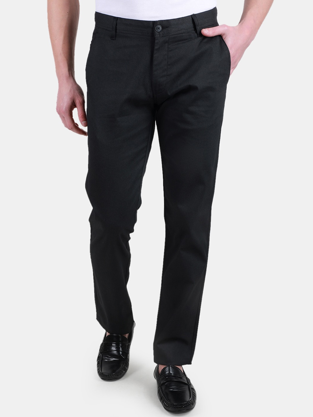 

Duke Men Mid-Rise Slim Fit Chinos Trousers, Black