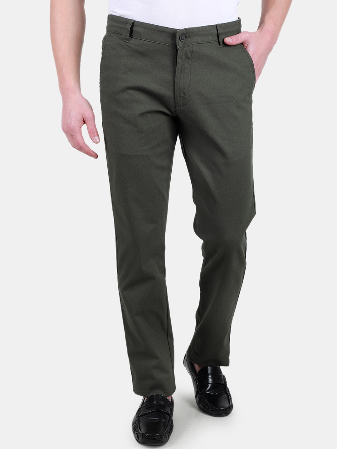 

Duke Men Slim Fit Chinos Trousers, Green