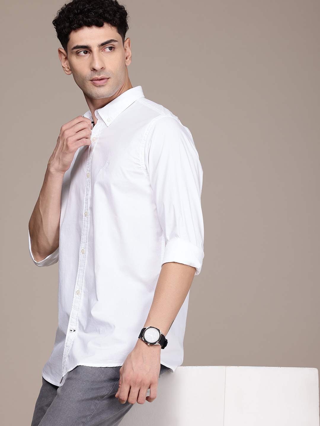 

Nautica Pure Cotton Classic Fit Opaque Casual Shirt, White