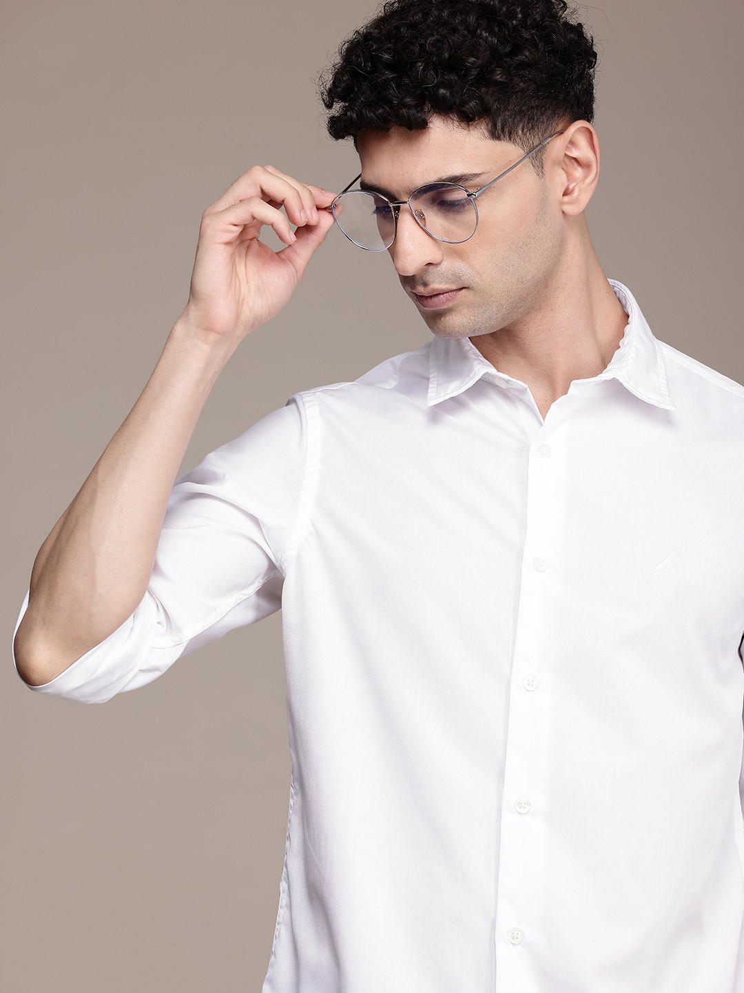 

Nautica Pure Cotton Slim Fit Opaque Casual Shirt, White