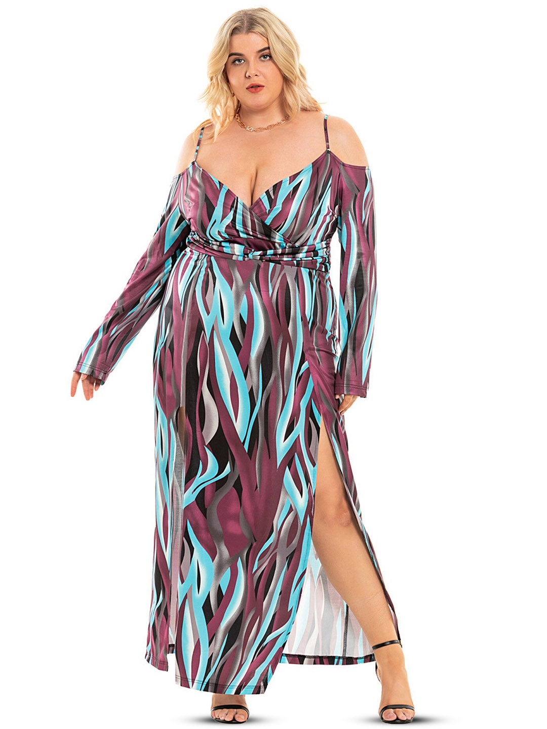 

LULU & SKY Print Cold-Shoulder Maxi Dress, Multi