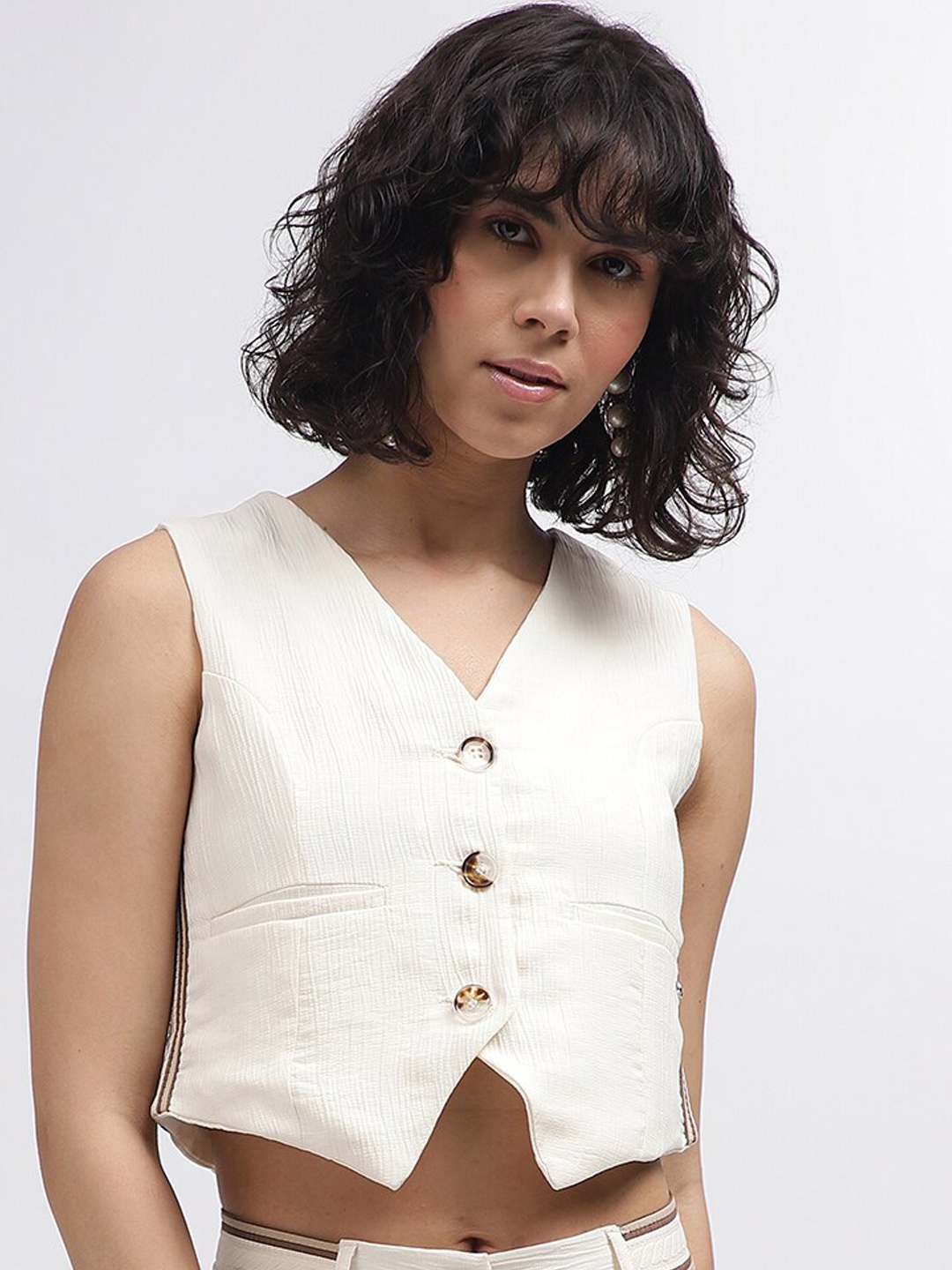 

Iconic V-Neck Sleeveless Waistcoat, Off white