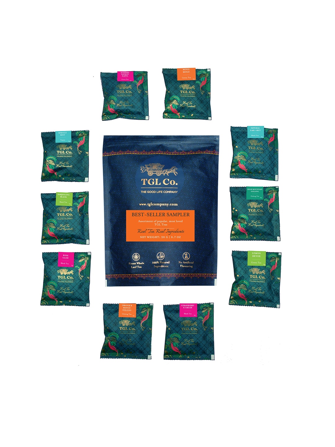 

TGL Co. The Good Life Company Pack Of 2 Best Sellers Tea Bags- 20 G, Blue