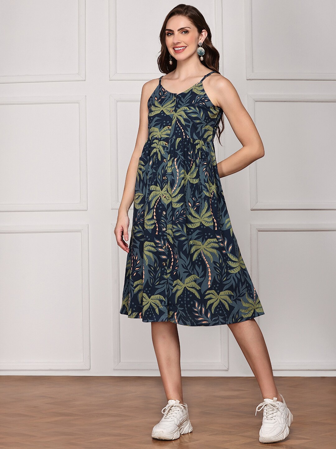 

Anubhutee Tropical Print A-Line Dress, Blue