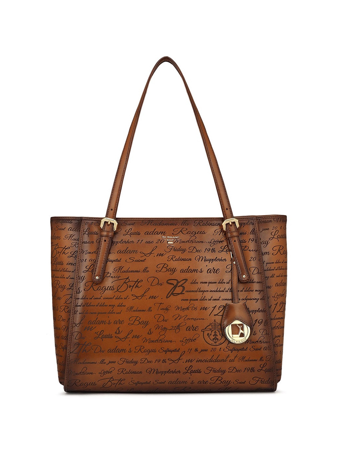 

Da Milano Printed Leather Structured Shoulder Bag, Brown