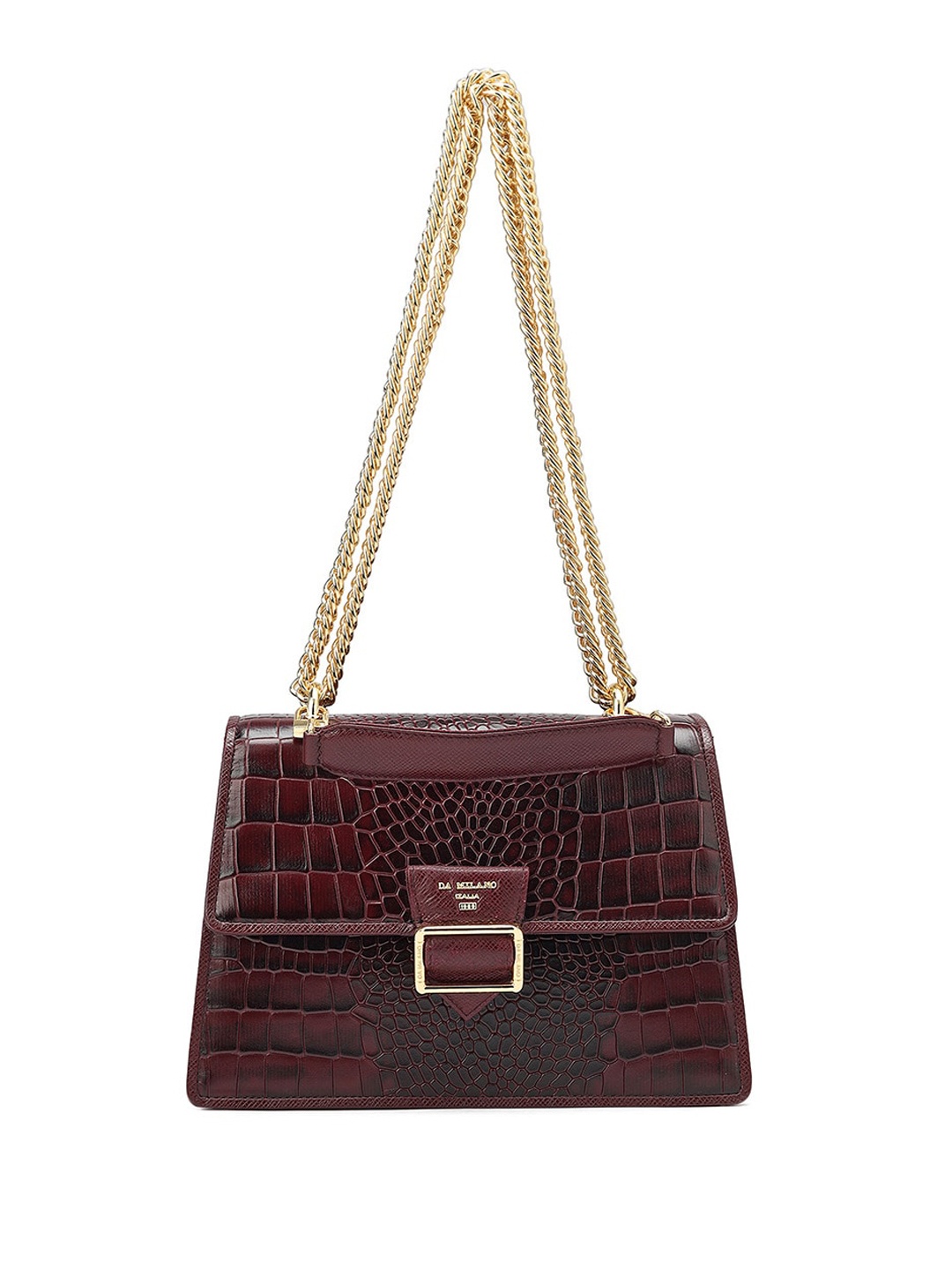 

Da Milano Textured Leather Structured Sling Bag, Burgundy