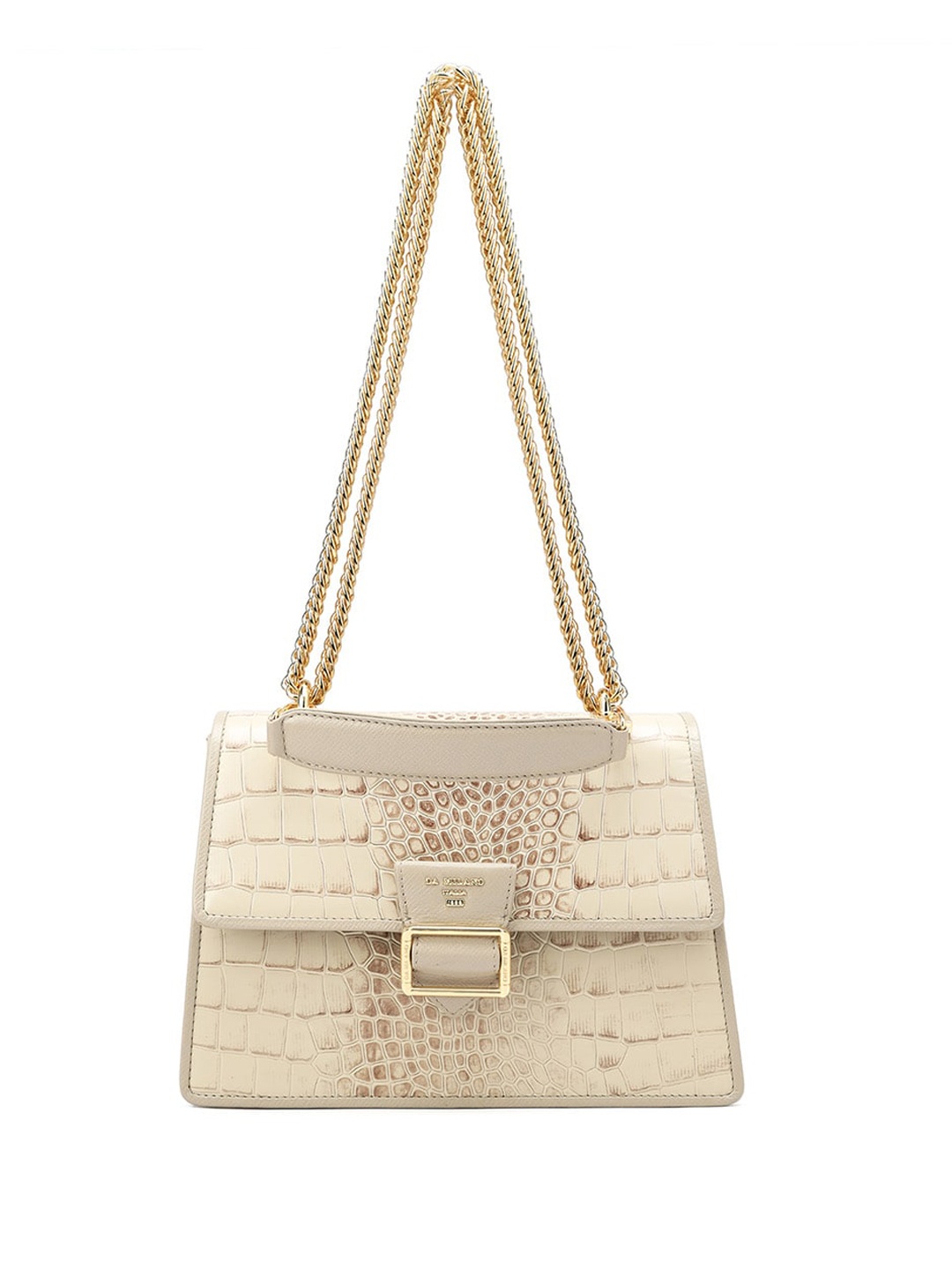 

Da Milano Animal Textured Leather Structured Sling Bag, White