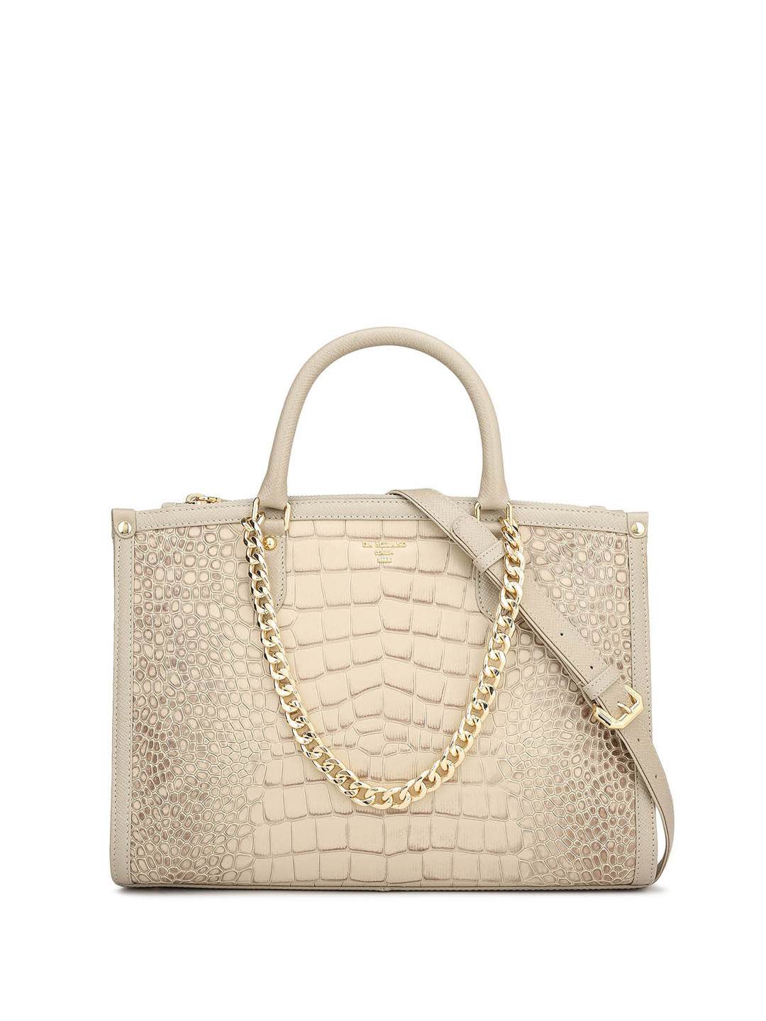 

Da Milano Animal Leather Structured Handheld Bag, White