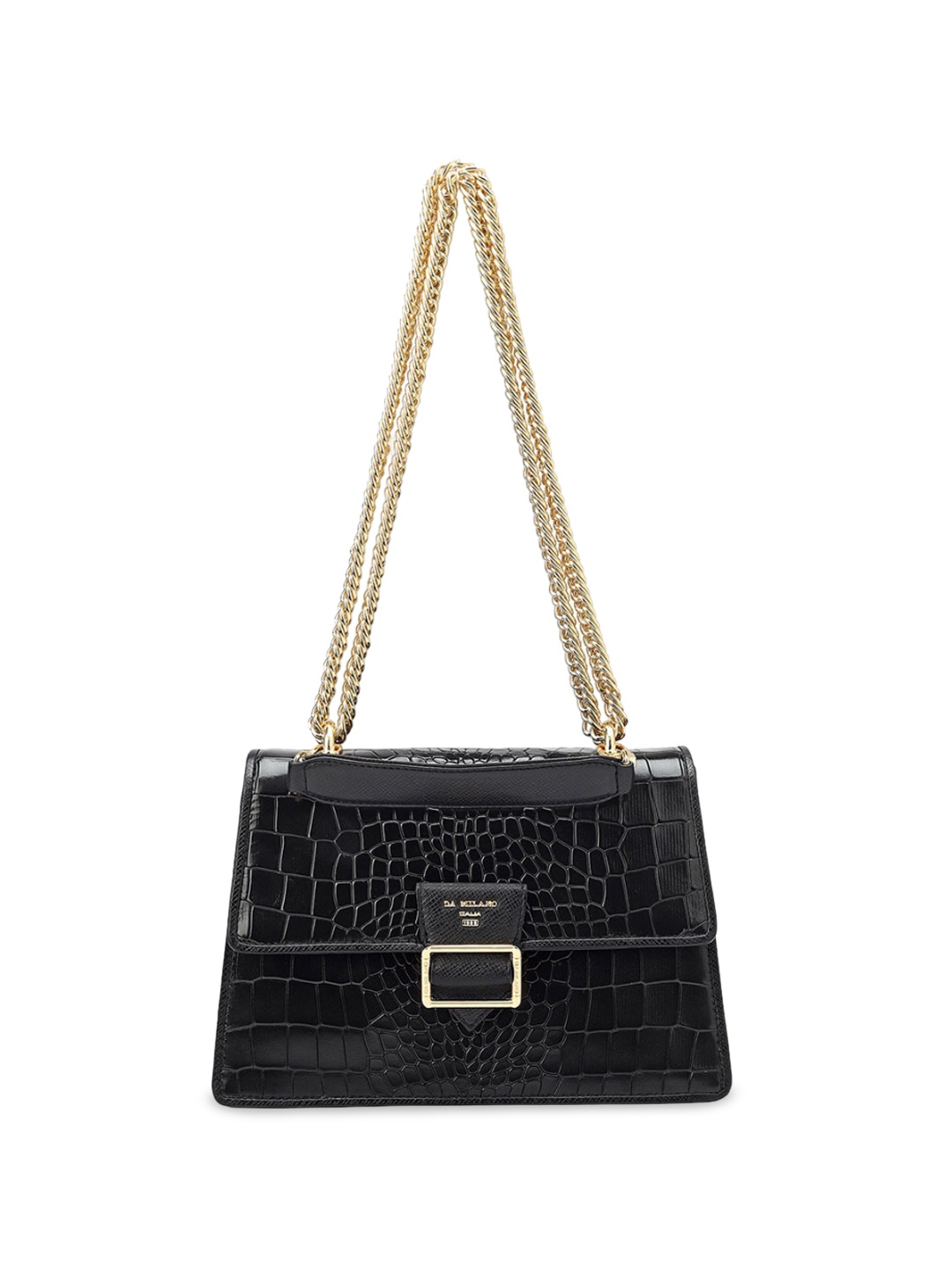 

Da Milano Textured Leather Swagger Shoulder Bag, Black