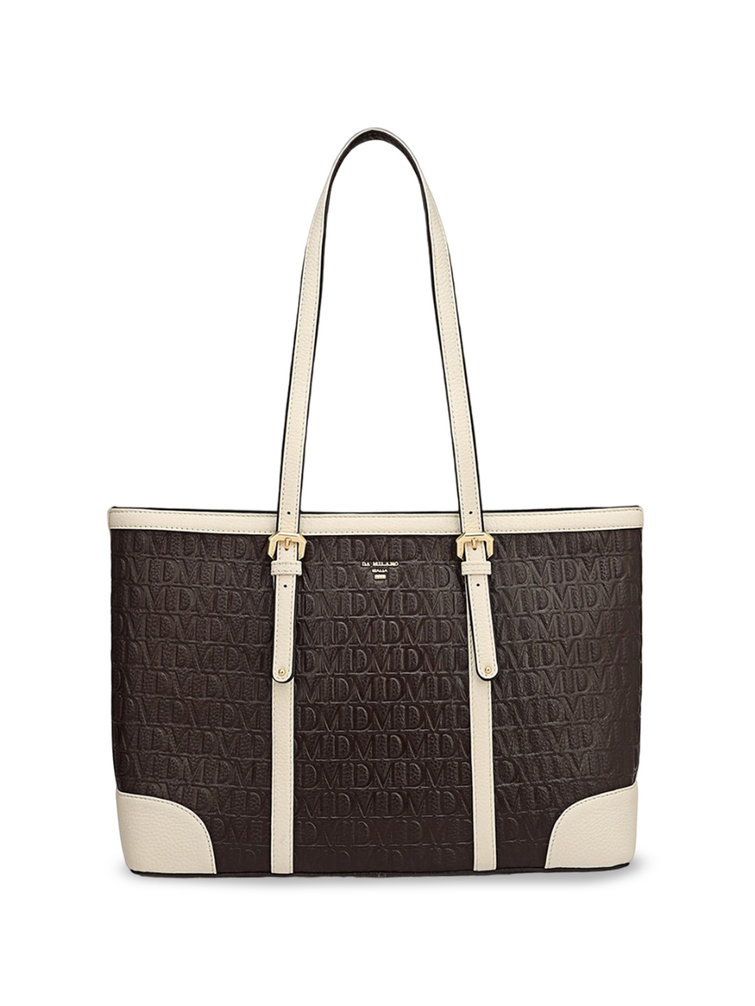 

Da Milano Textured Leather Swagger Shoulder Bag with Applique, Brown