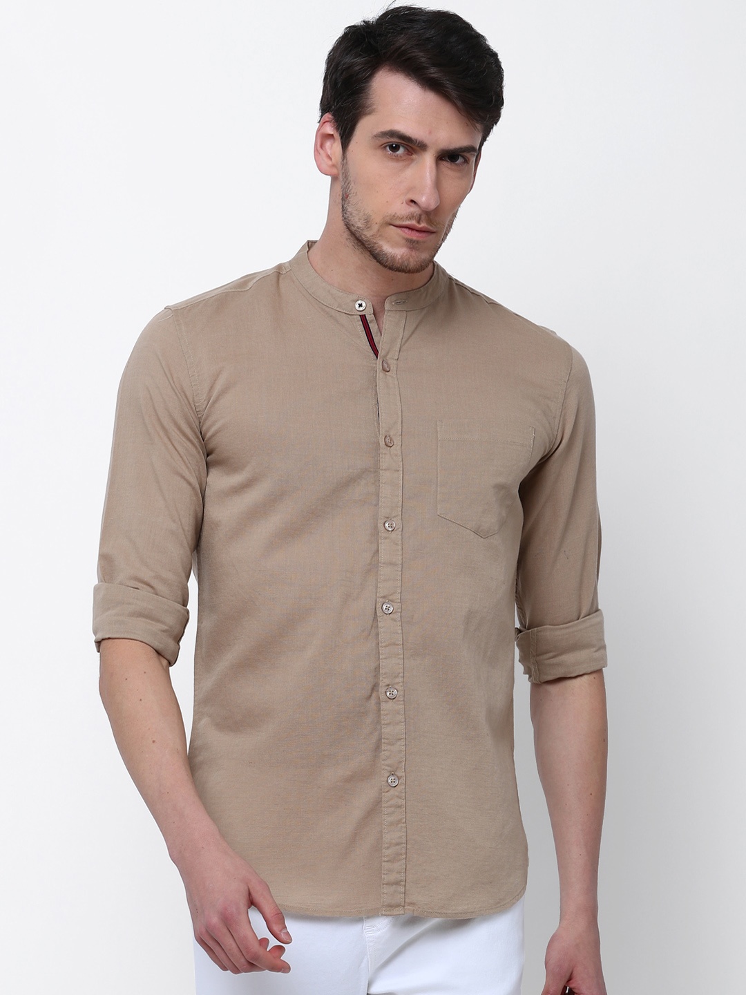 

HIGHLANDER Men Beige Slim Fit Solid Casual Shirt