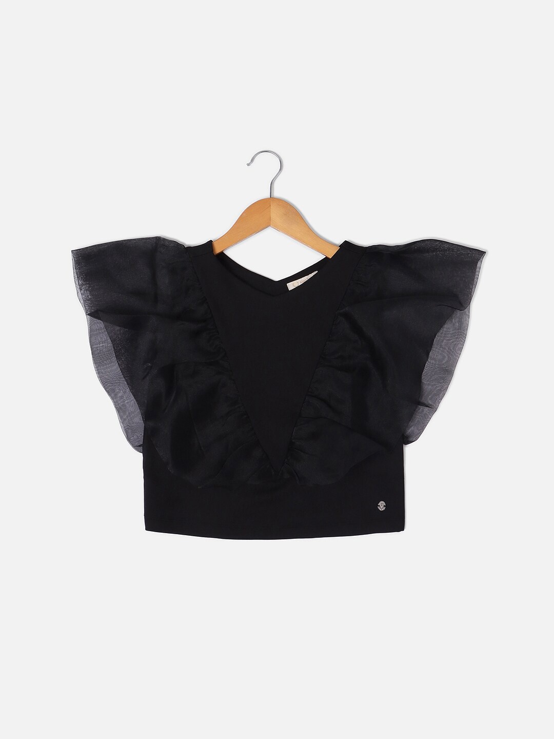 

Allen Solly Junior Flutter Sleeve Top, Black
