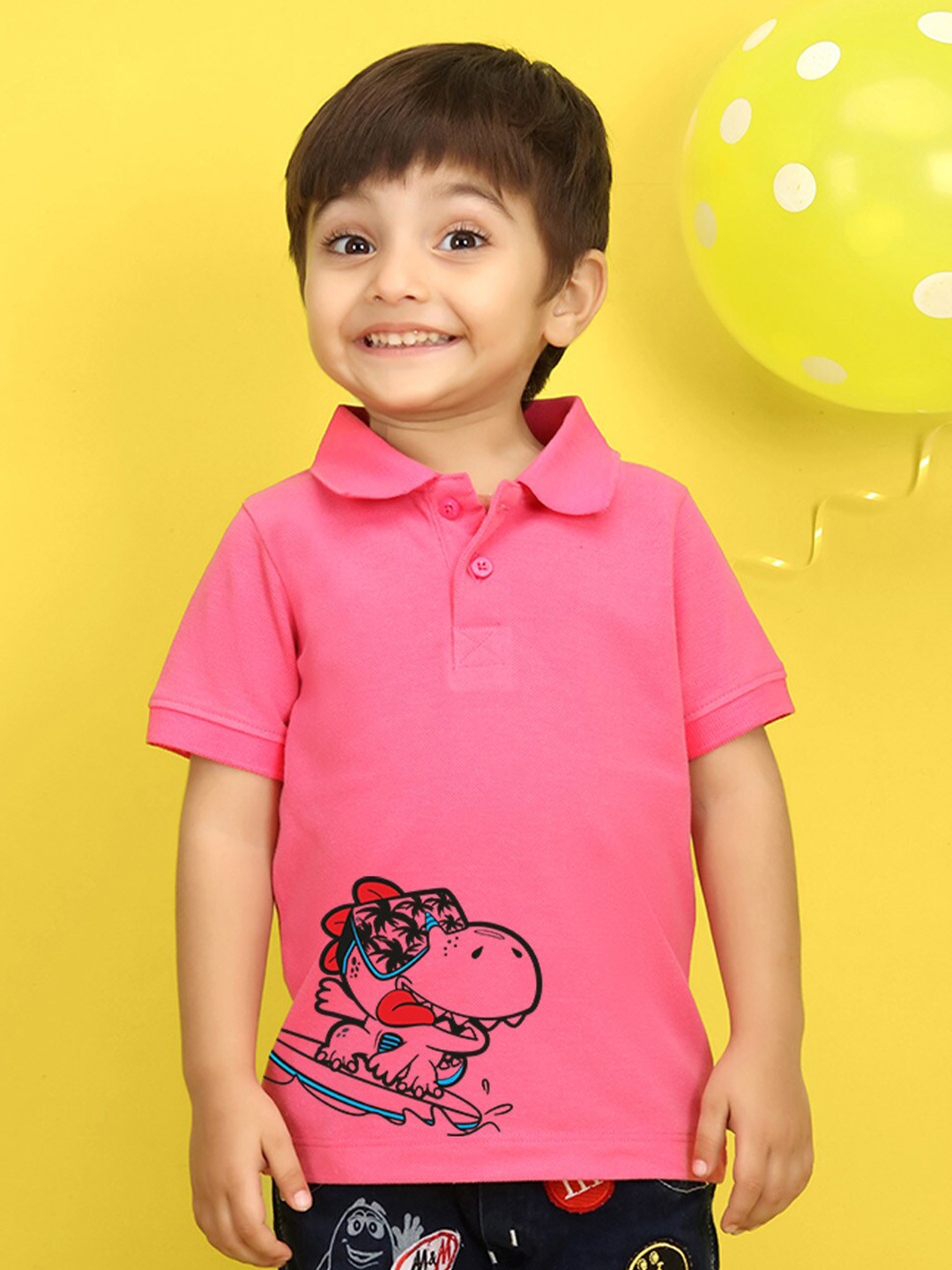 

NUSYL Kids High Neck Applique T-shirt, Pink