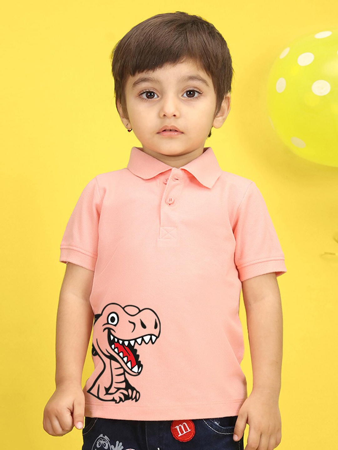 

NUSYL Kids Hooded Extended Sleeves Applique T-shirt, Peach