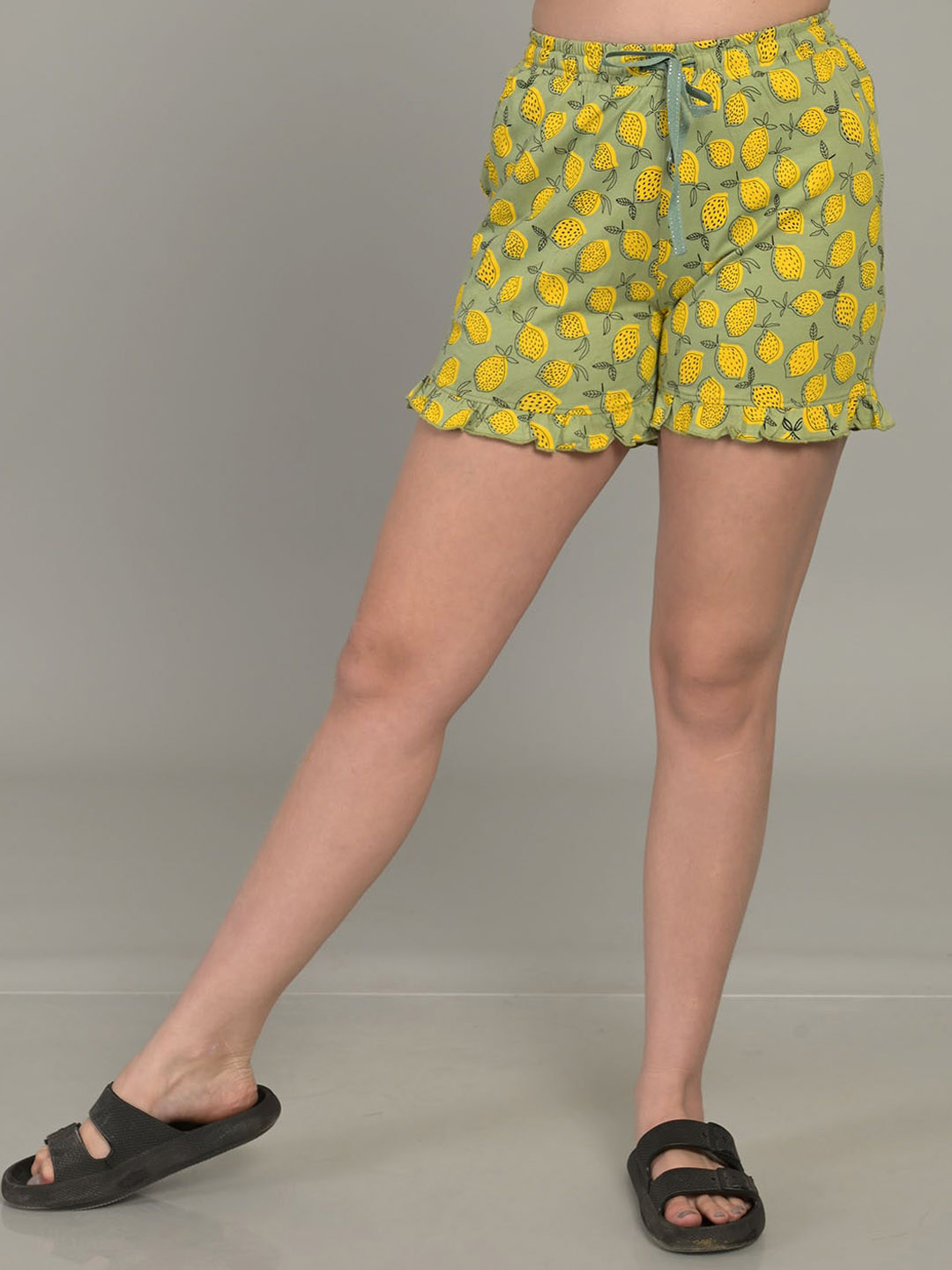 

MAYSIXTY Women Cotton Printed Shorts, Green