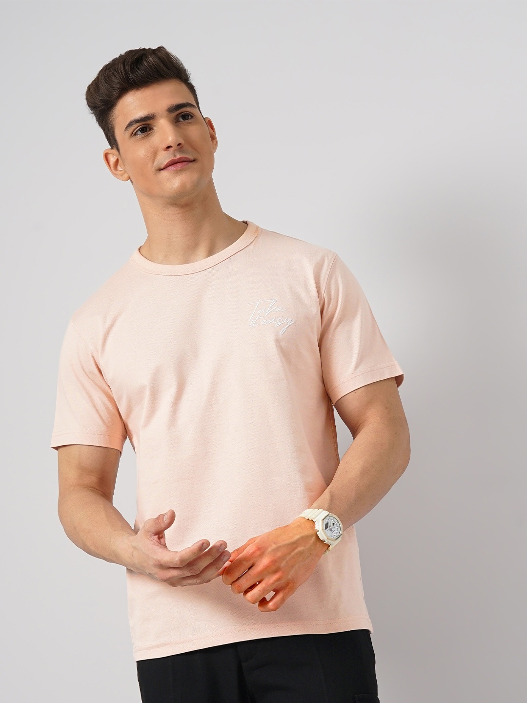 

Celio Round Neck Short Sleeves Cotton T-shirt, Pink