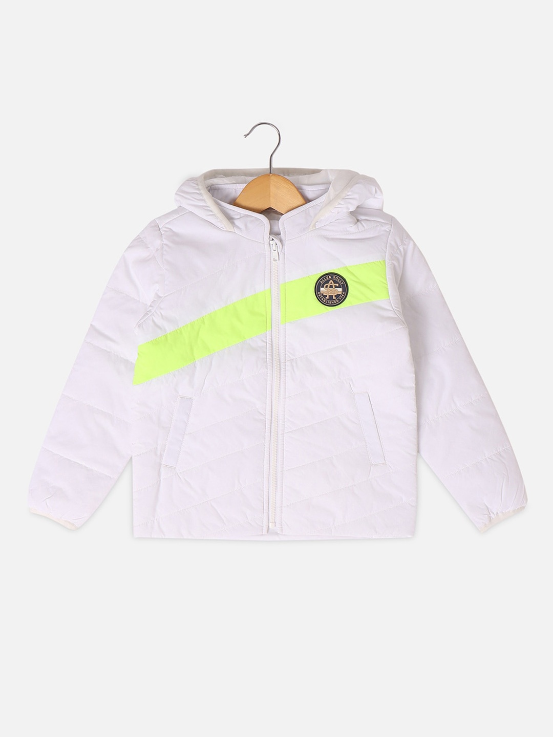 

Allen Solly Junior Boys Colourblocked Quilted Jacket with Patchwork, White