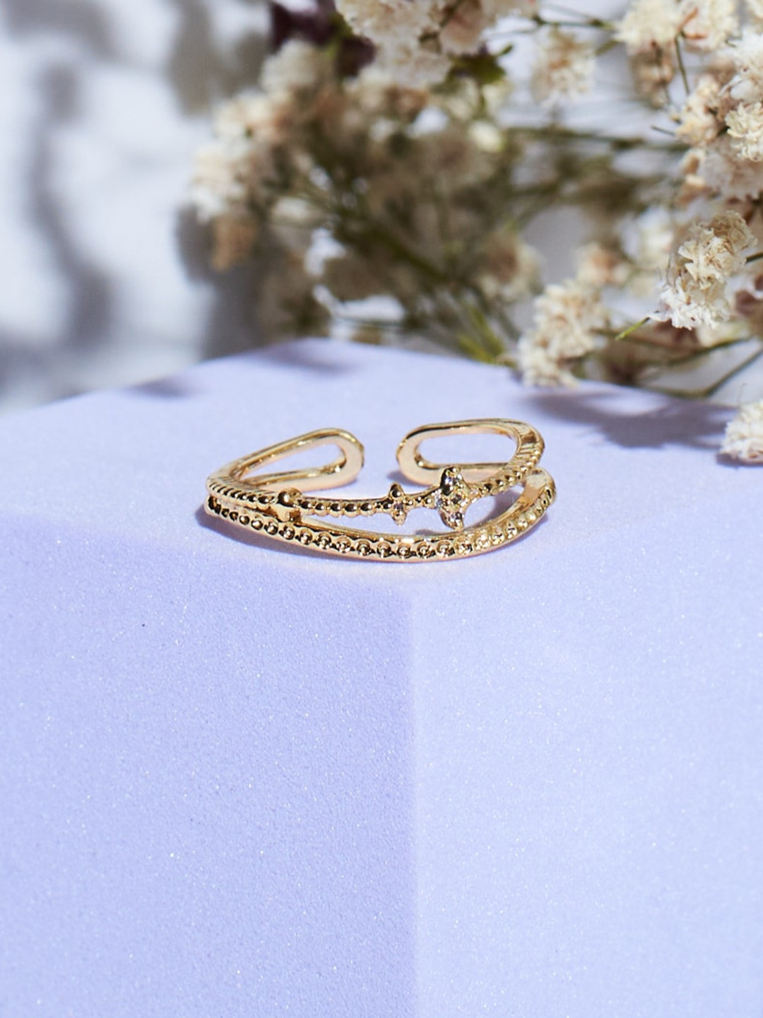 

SALTY Stainless Steel Finger Ring, Gold