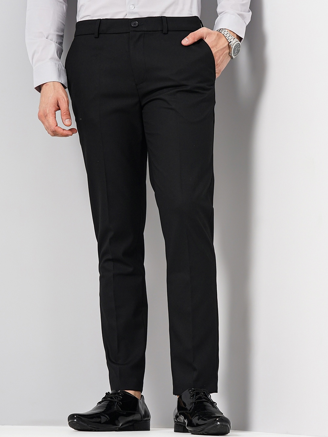 

Celio Men Mid-Rise Slim Fit Chinos Formal Trousers, Black