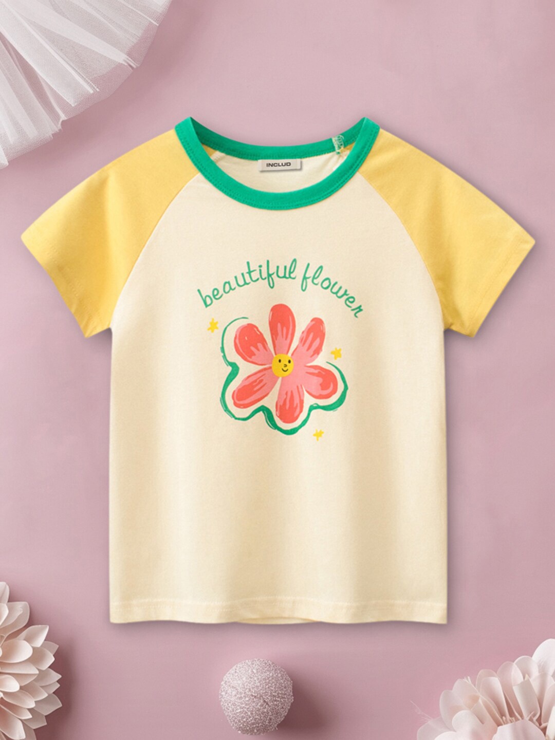 

INCLUD Girls Printed T-shirt, Yellow
