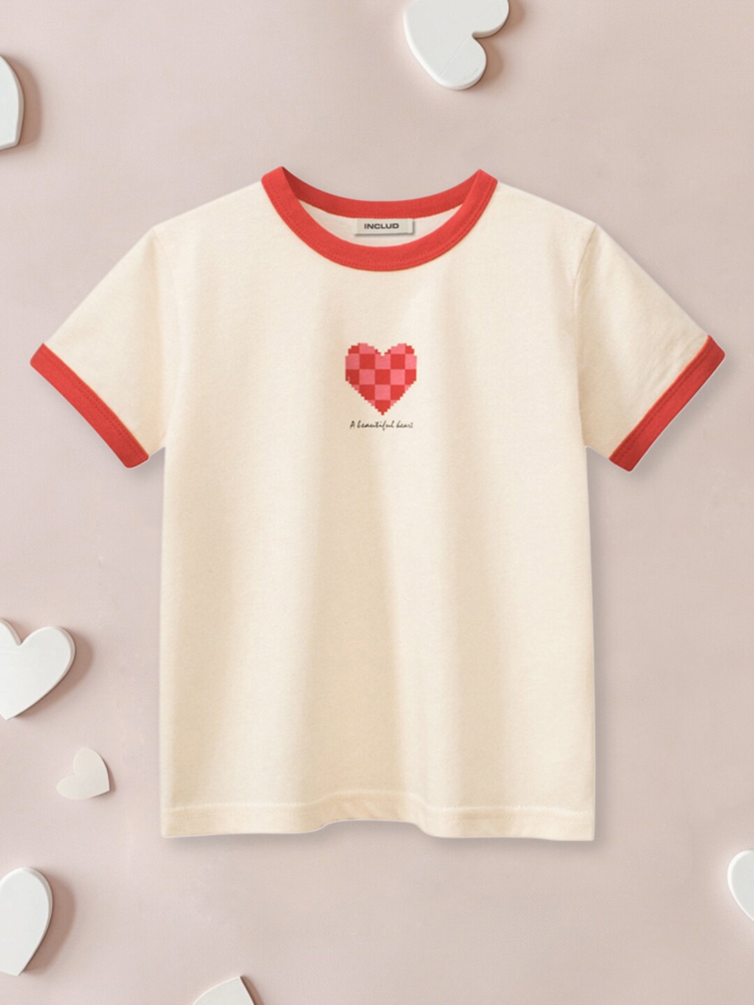 

INCLUD Girls Pockets T-shirt, Beige