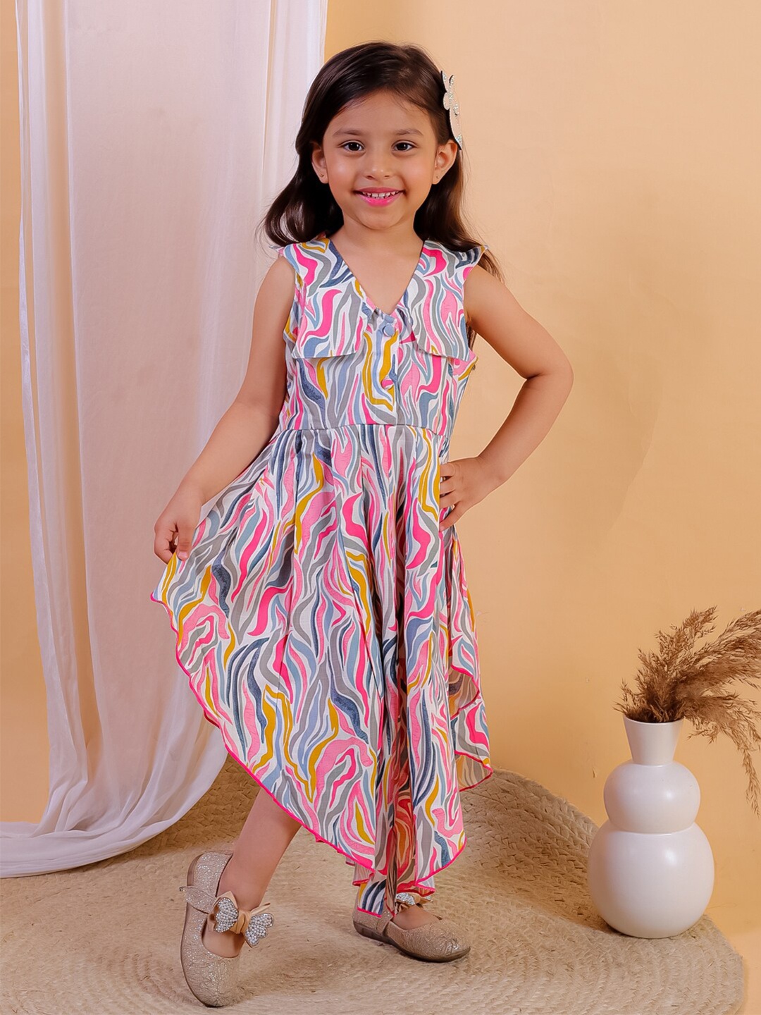 

JUNITOS Print Fit & Flare Midi Dress, Pink