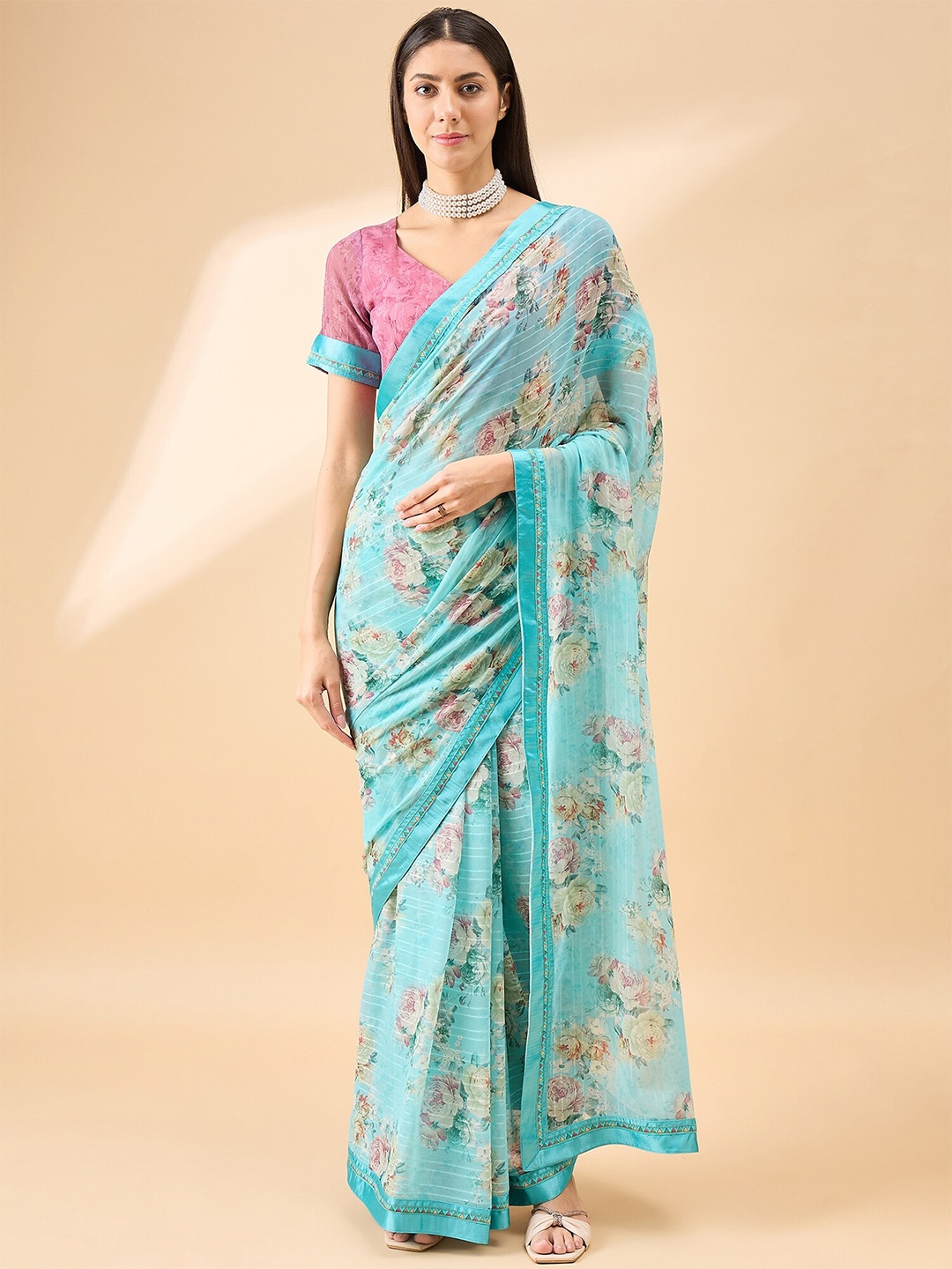 

Anouk Floral Printed Saree, Blue