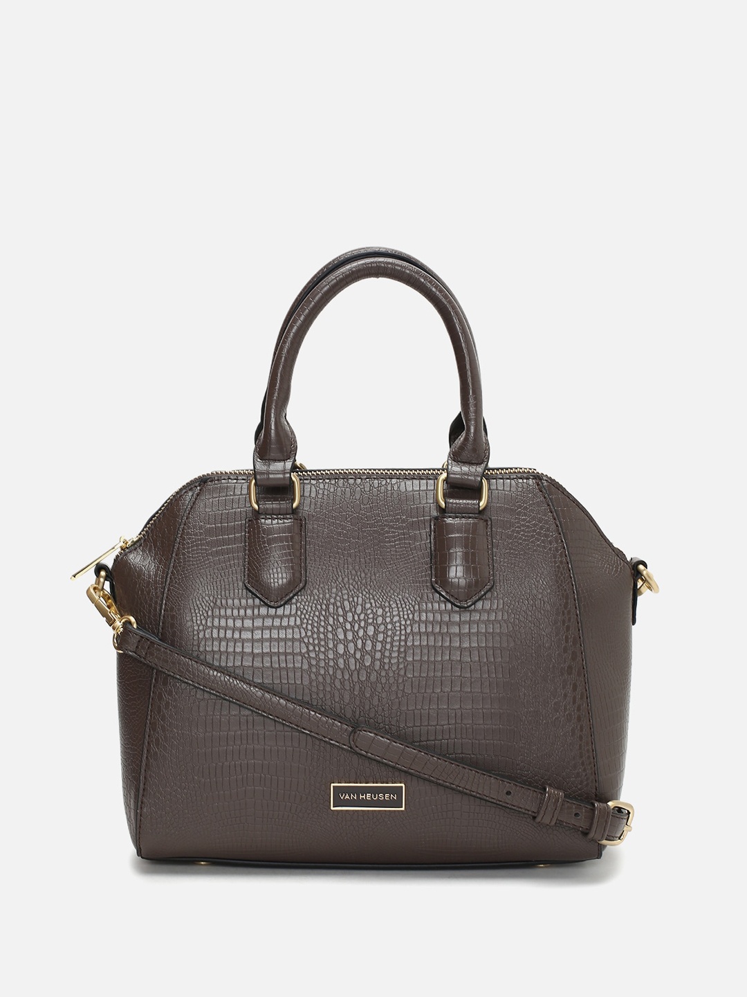

Van Heusen Woman Animal Textured PU Structured Handheld Bag with Tasselled, Brown